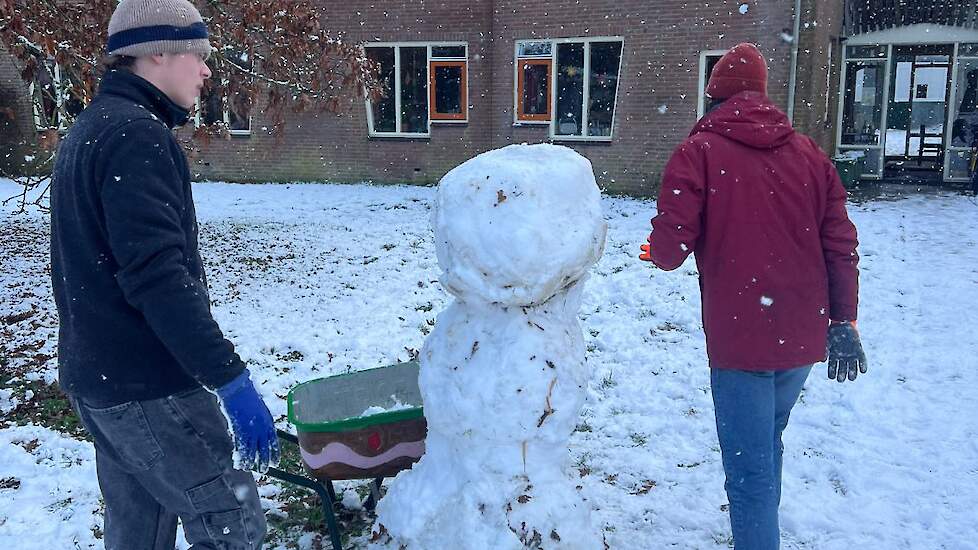 Een sneeuwpop op de Woonderij